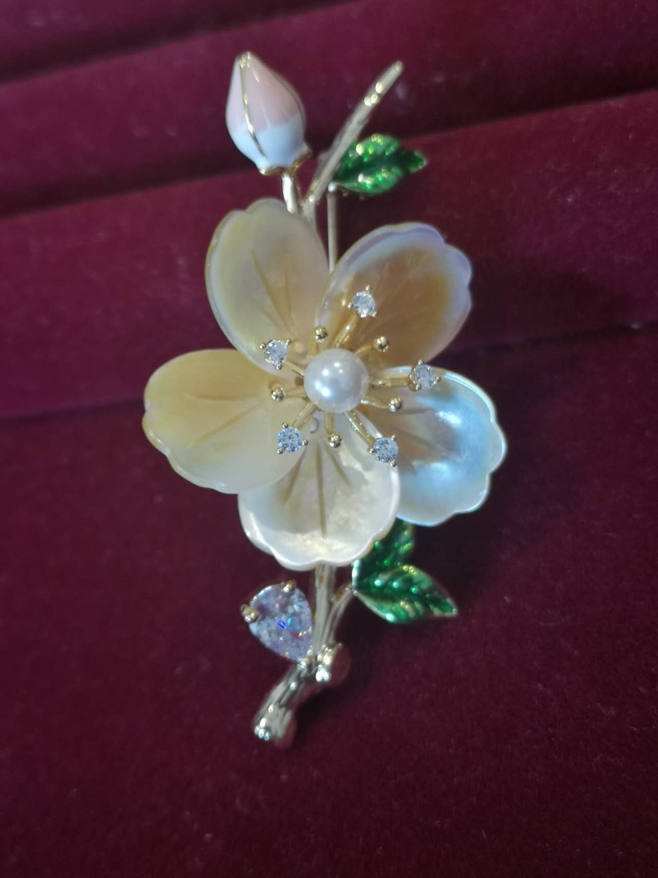 Brooch Dragonfly Nacre and Enamel